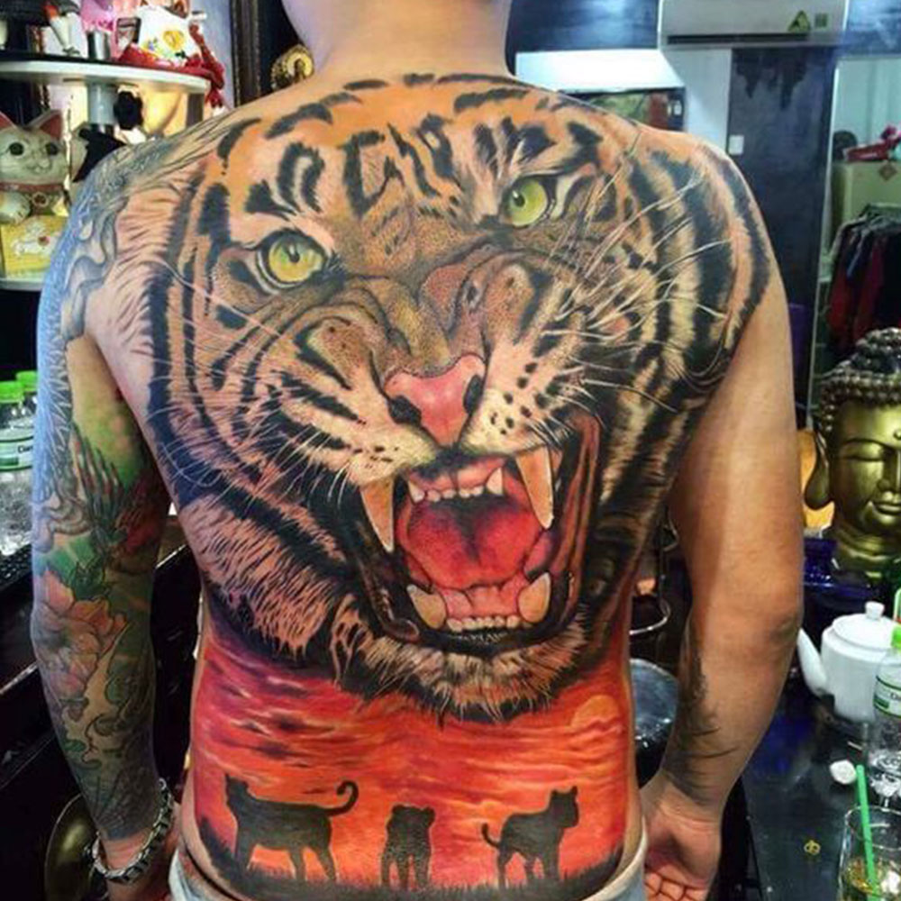 Full Back Tattoo with tiger