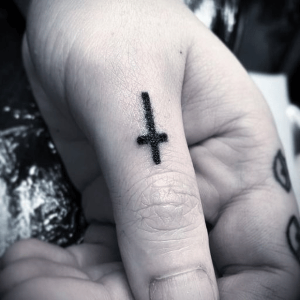 Inverted Cross Tattoo Source @northsidetattooz via Facebook