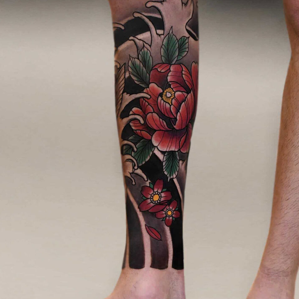 Japanese Leg Tattoo Source: @nesi_tattoo via Instagram