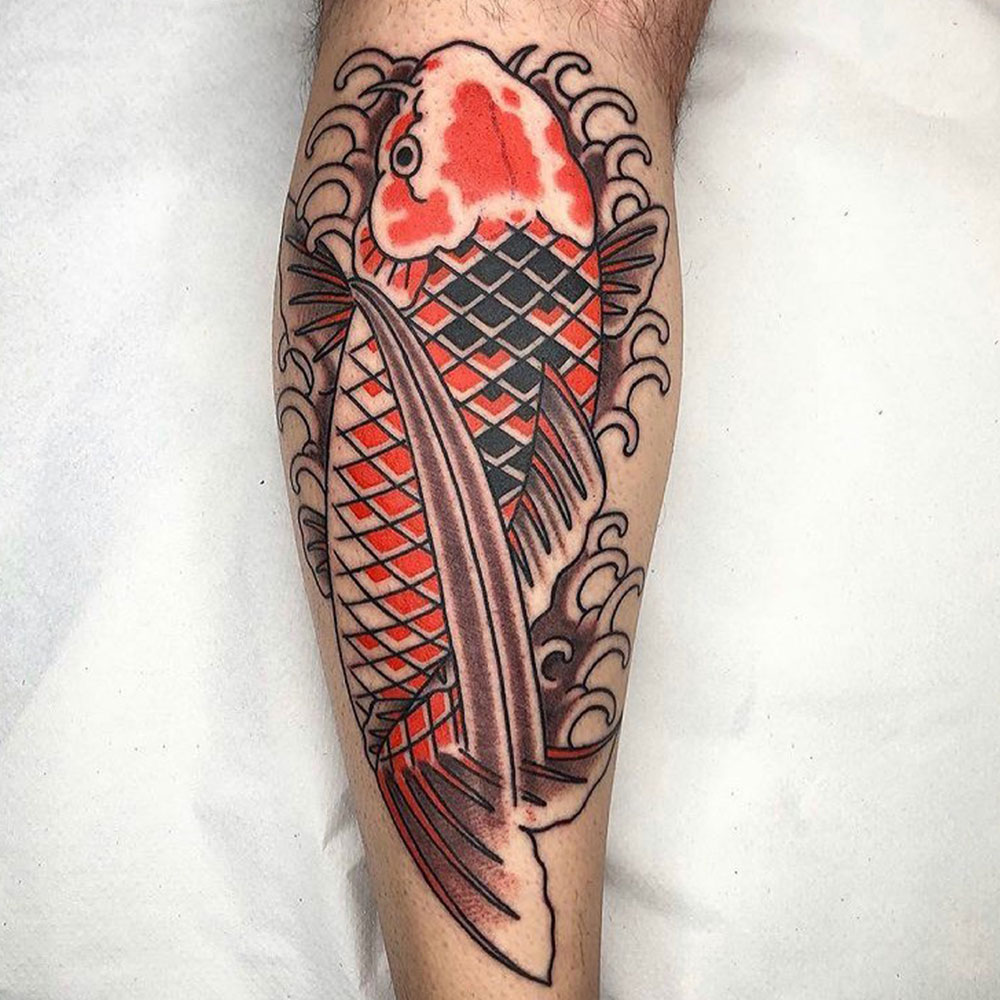 Japanese Leg Tattoo Source: @ohmurooo via Instagram