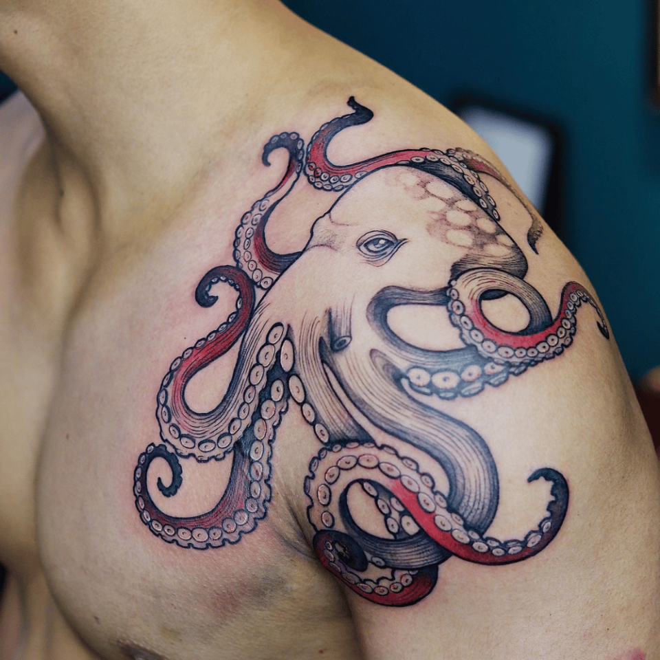 Octopus Shoulder Tattoo Source @jessicavije via Instagram