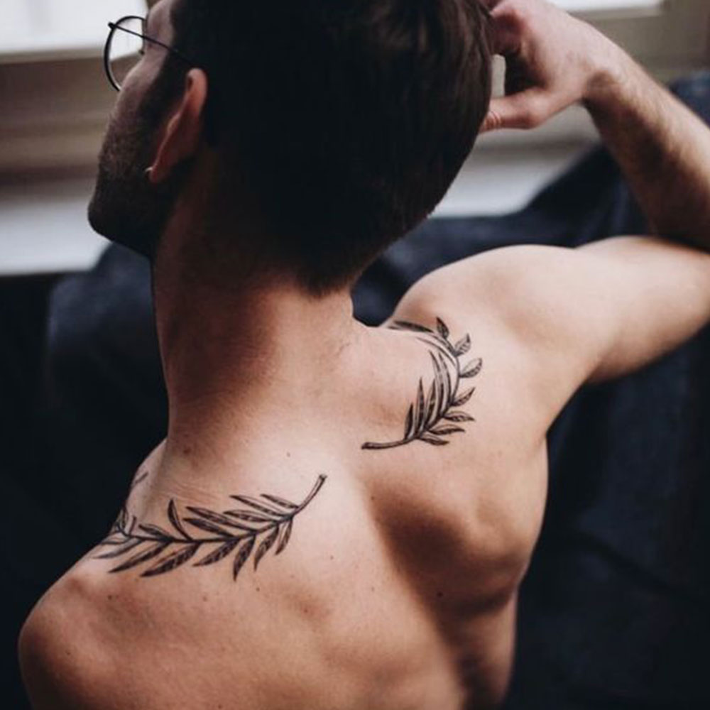 Simple Back Tattoo laurel leaf