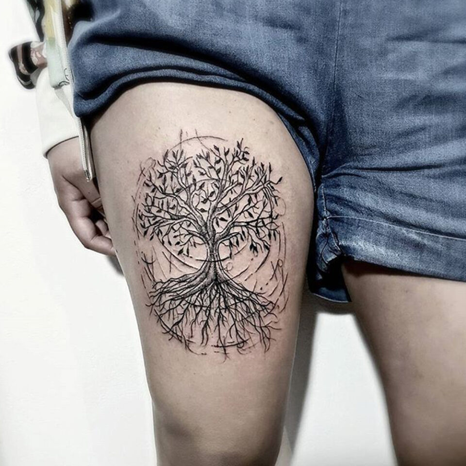 Tree of Life Thigh Tattoo