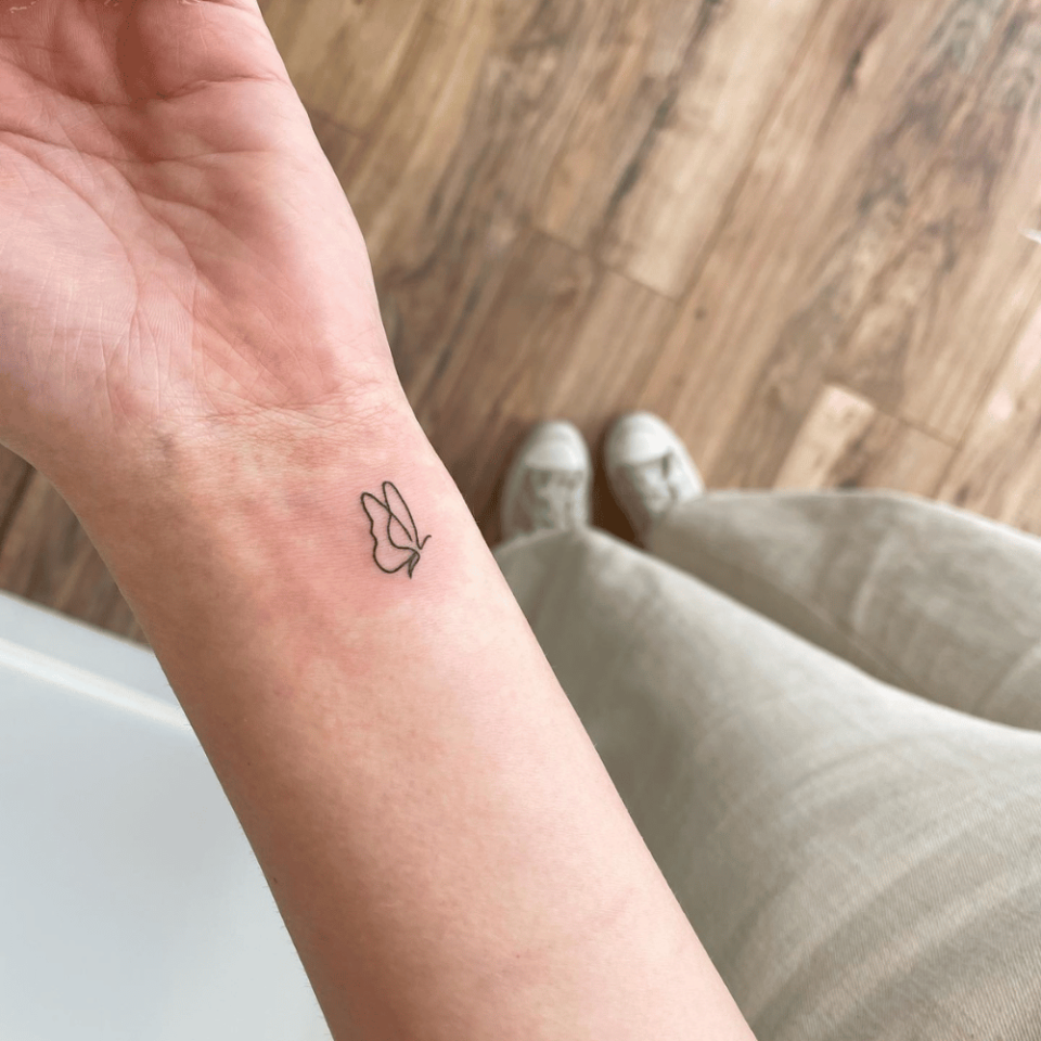 Wrist Single Line Tattoo Source @inked.by.kass via Instagram