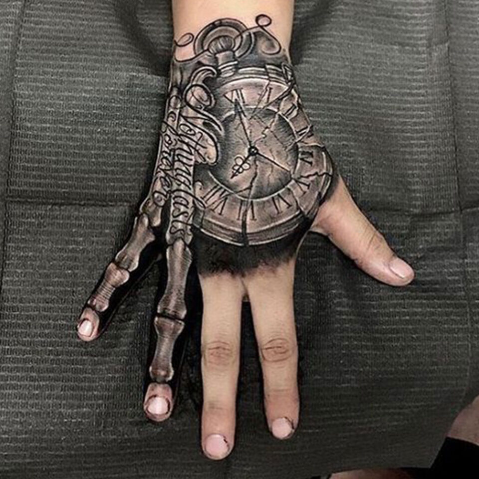 bones hand tattoo