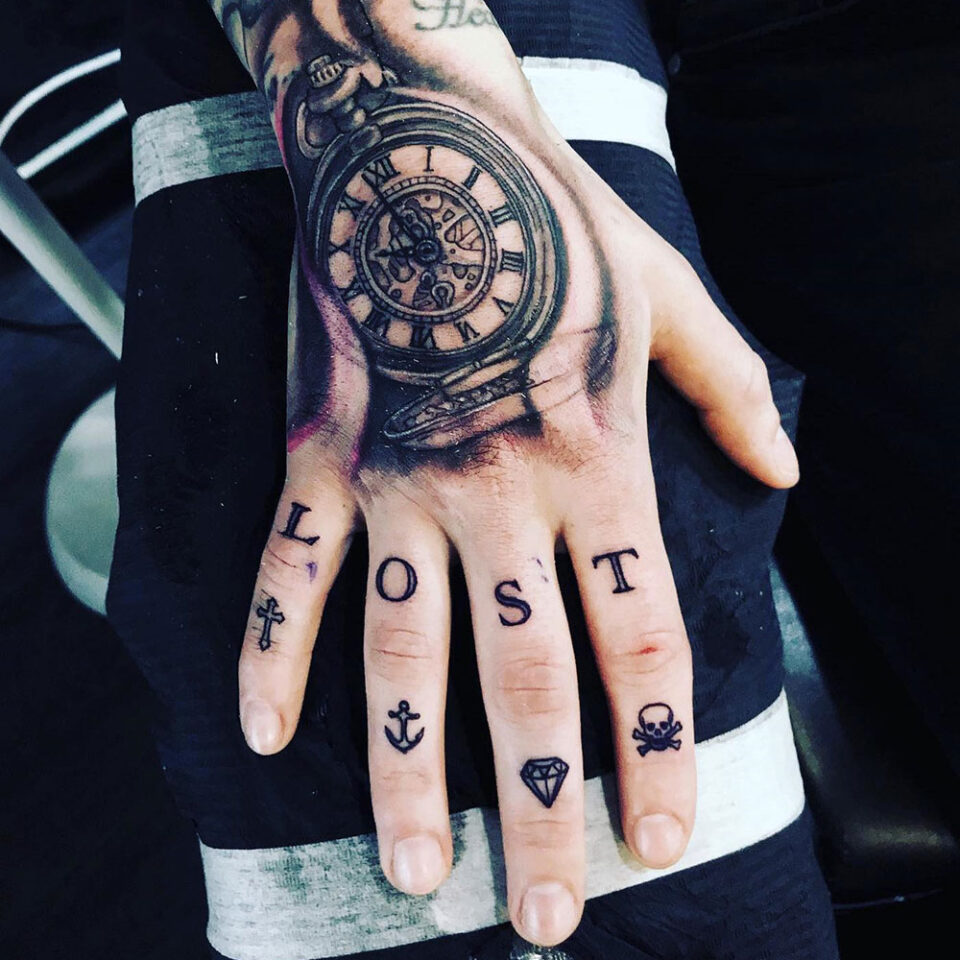 pocket watch hand tattoo @pigmentstattooandpiercingco_via Instagram