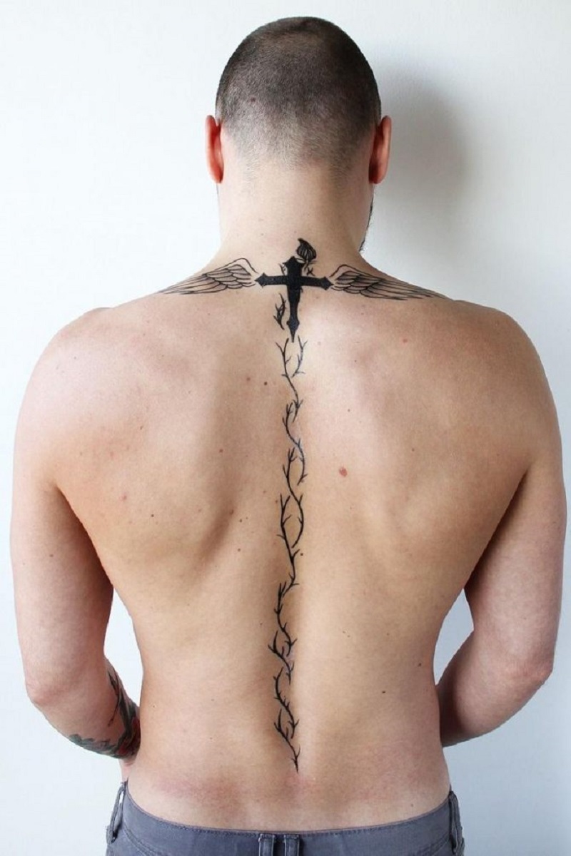 Men's Spine Tattoo
