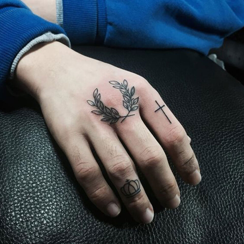 wreath hand tattoo