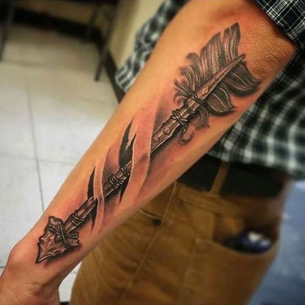 3D Arrow Sleeve Tattoos