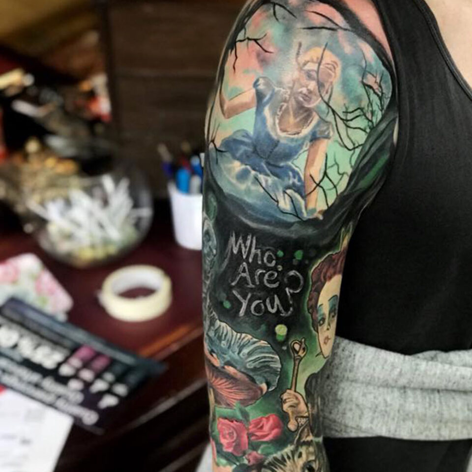 Alice In Wonderland Sleeve Tattoo