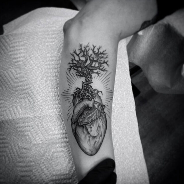 Tatuagem anatômica do braço do coração