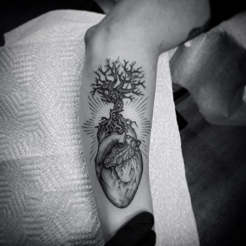 Anatomical Heart Arm Tattoo