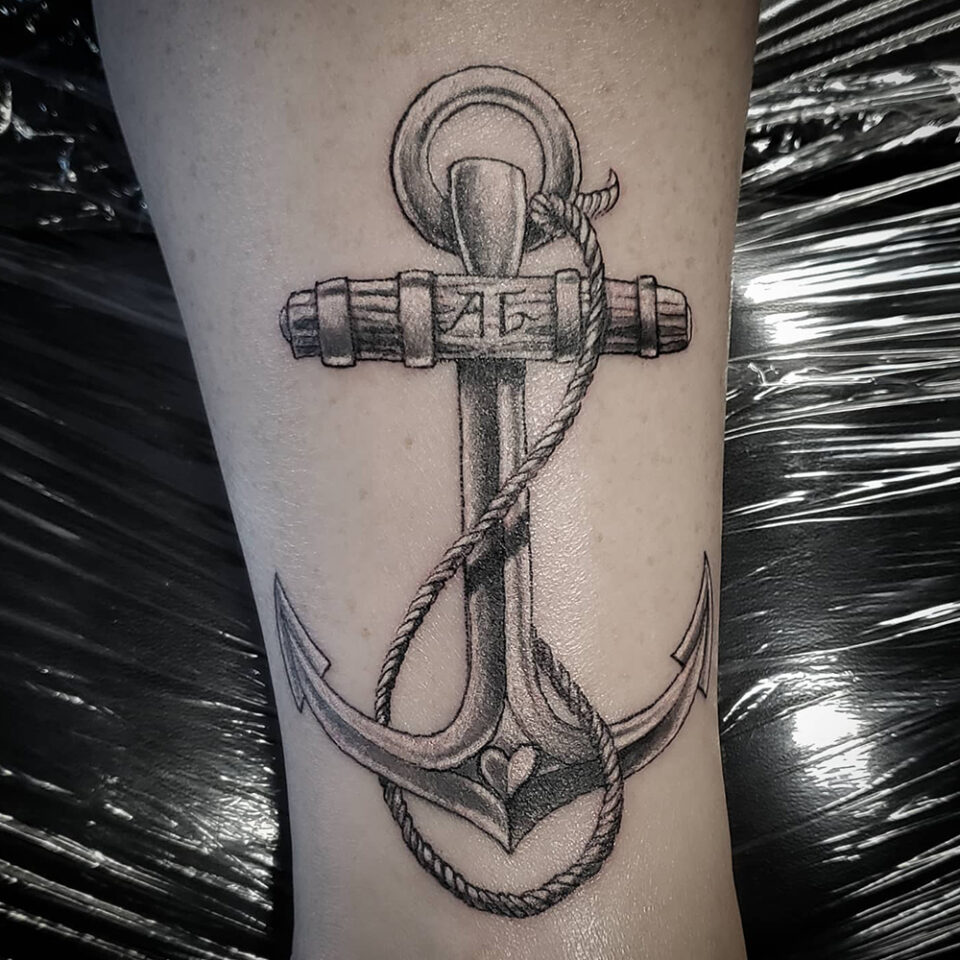 Anchor Cross Tattoo Source @irishjayhooligans via Instagram