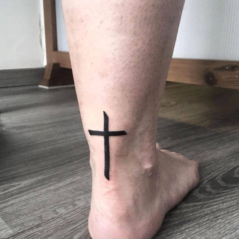 Ankle Cross Tattoo Source @Black Widow Tattoo Studio Malta via Facebook