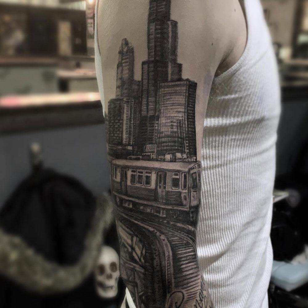 Building Sleeve Tattoo