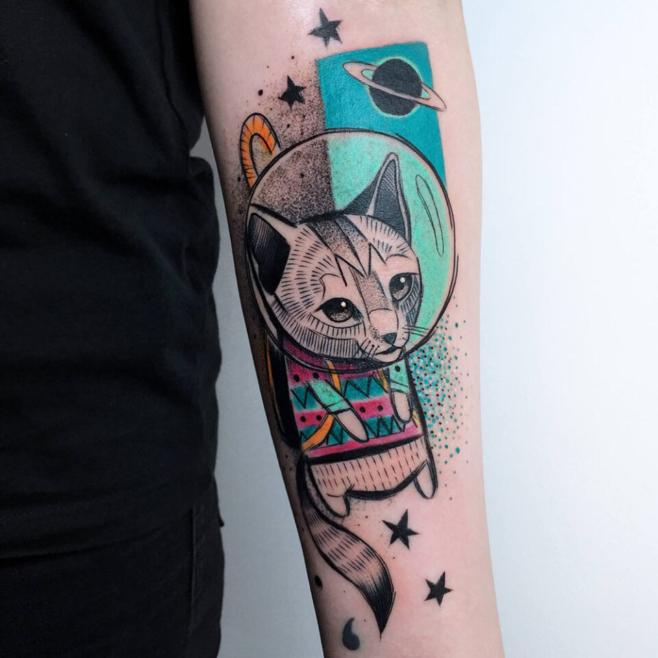 Cat Tattoo Source @kudutattoo via Instagram