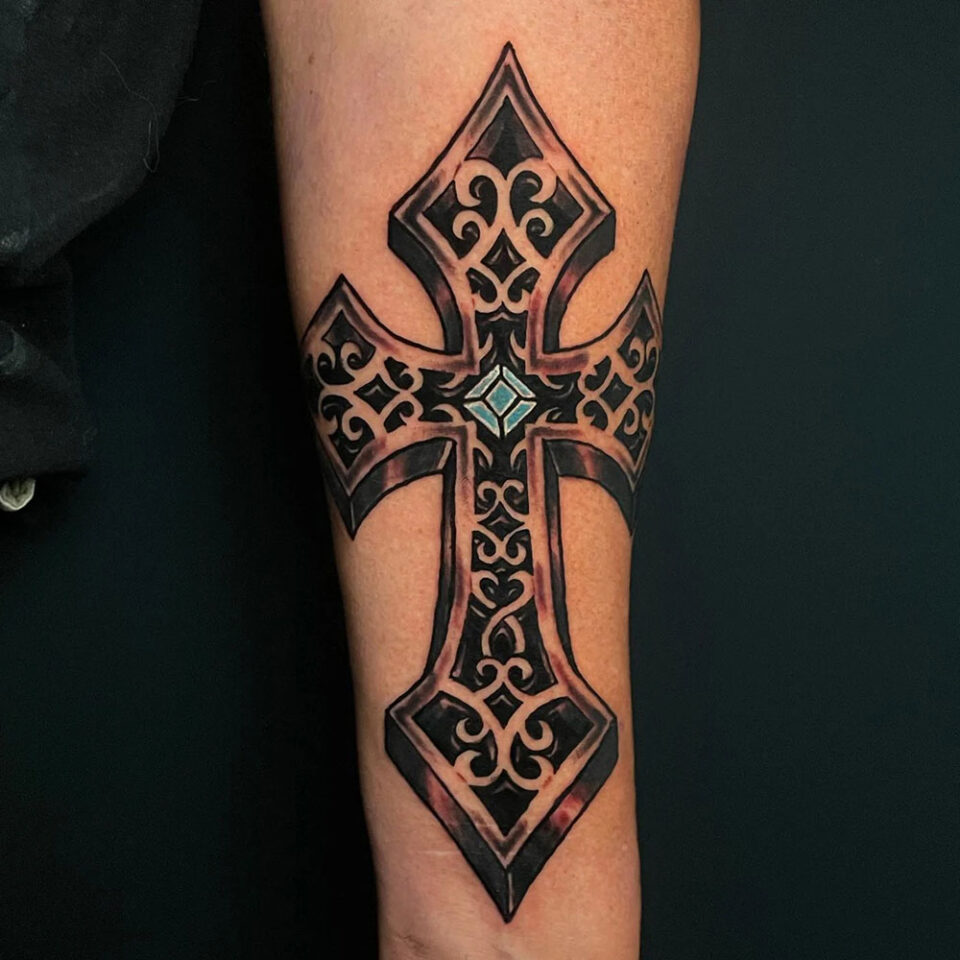 Celtic Cross Tattoo Source @qballtattoos via Instagram