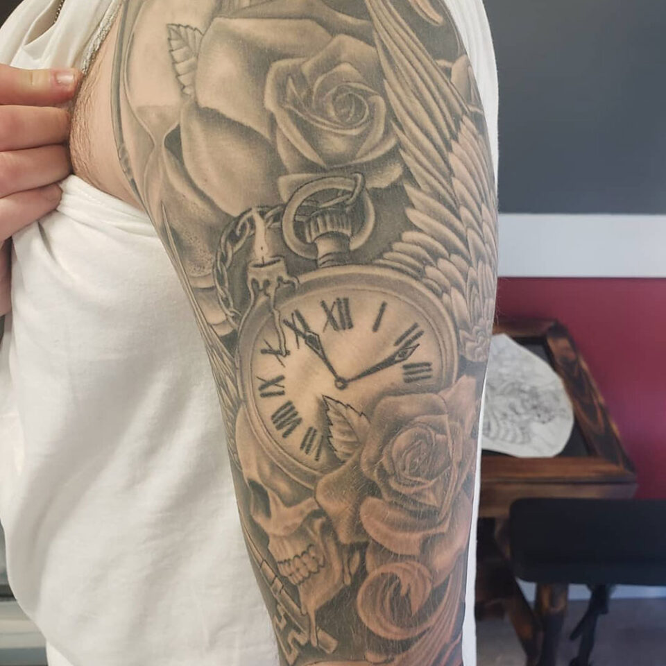 Clock Sleeve Tattoo