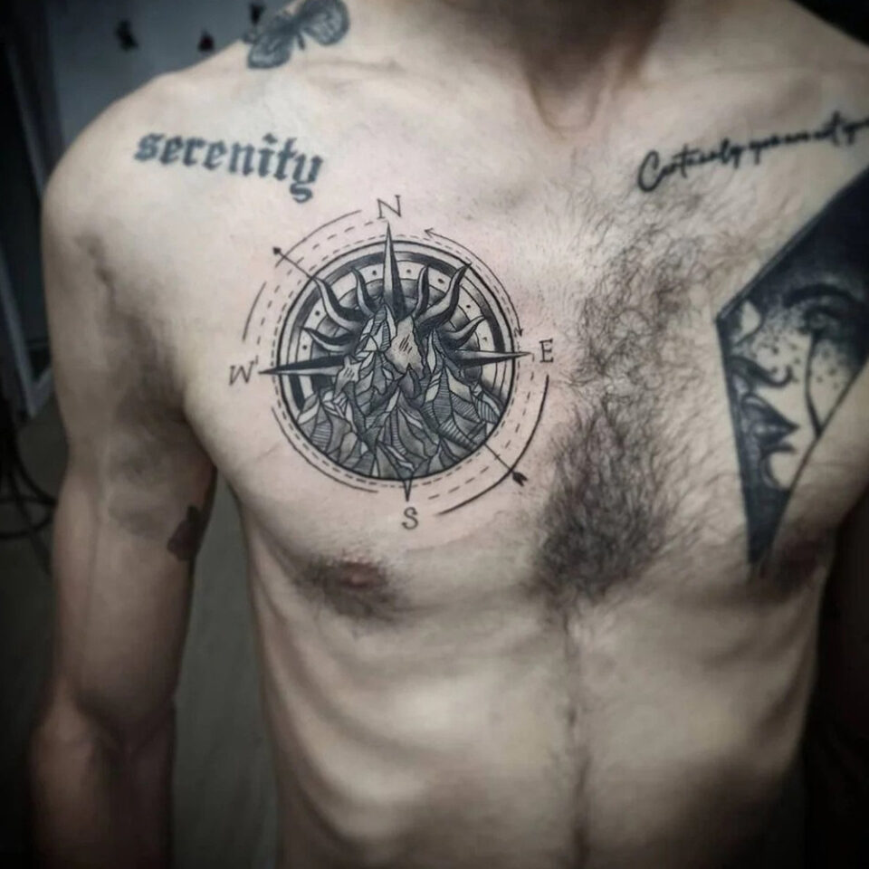 Compass Chest Tattoo
