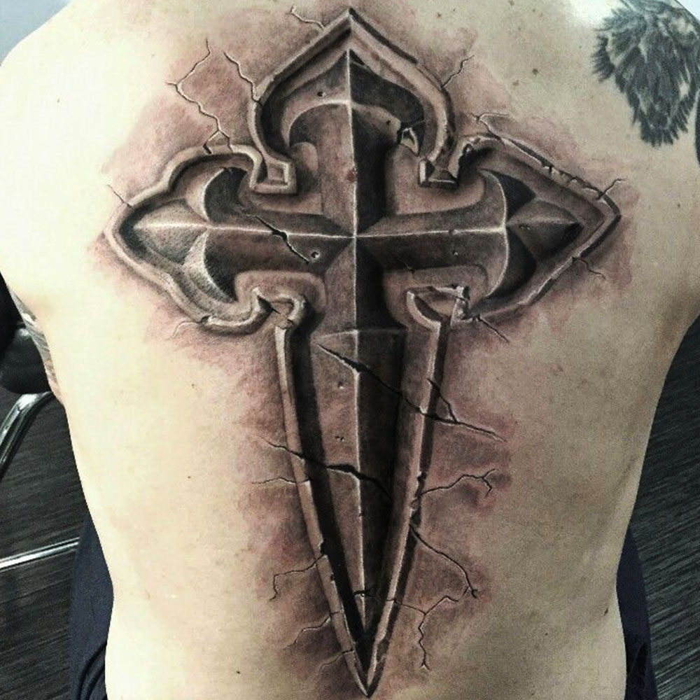 Cracked Cross Tattoo
