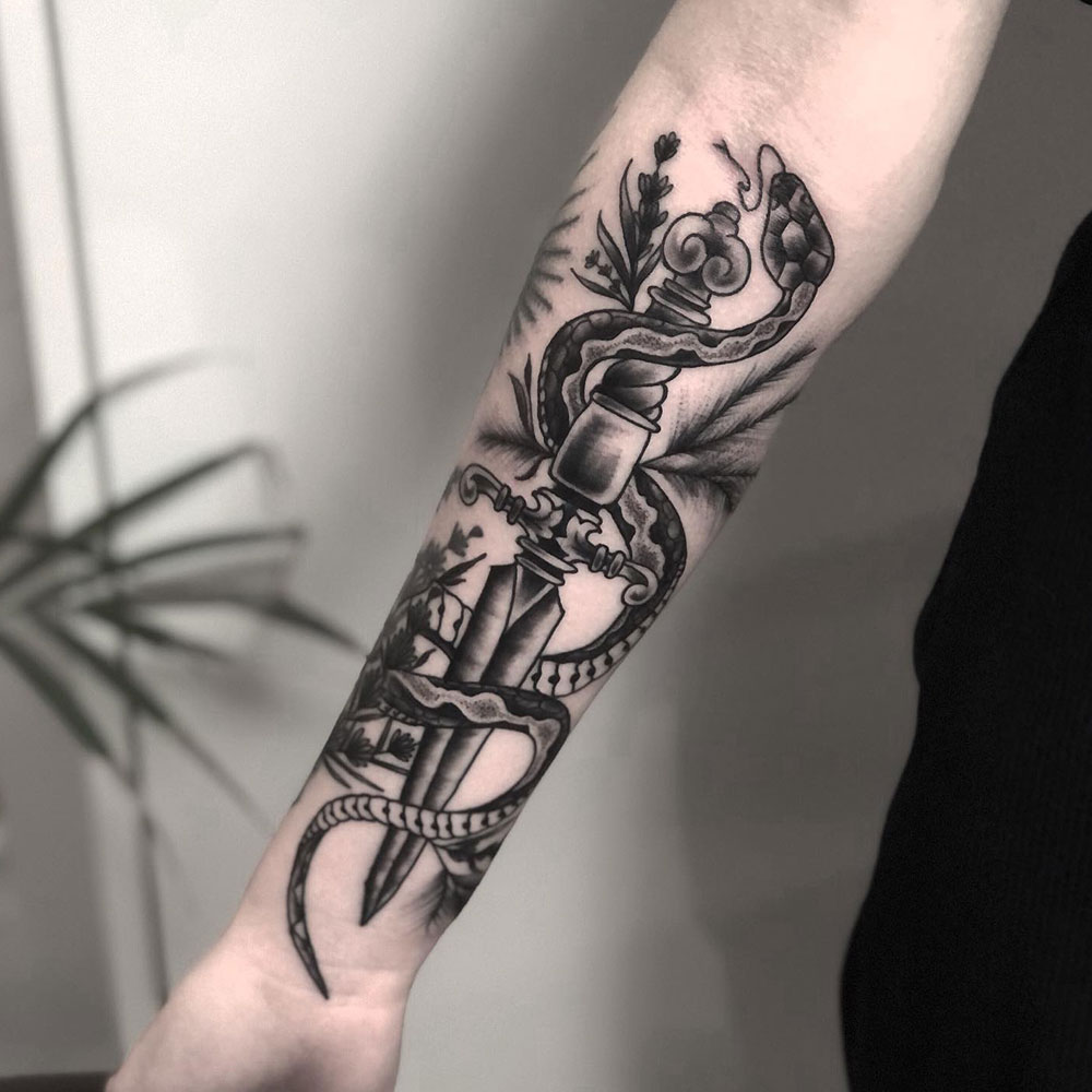 Dagger Arm Tattoo