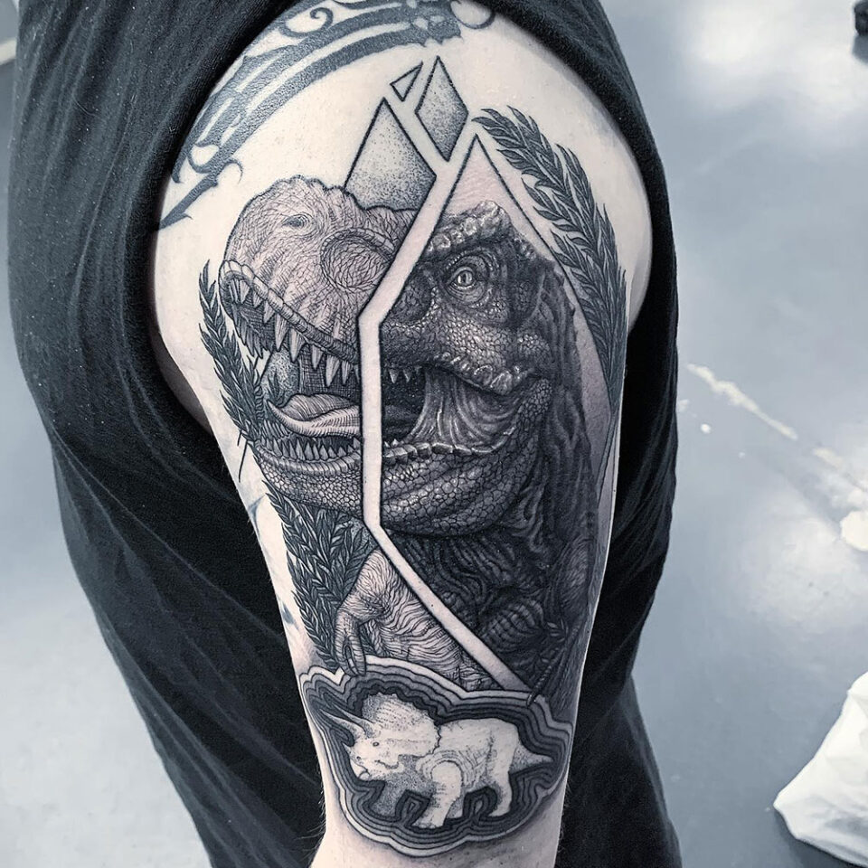 Dinosaur Sleeve Tattoo