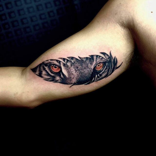 Tatuagem de pena no braço