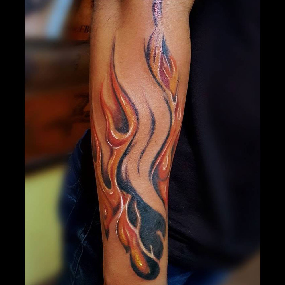 Flame Sleeve Tattoo