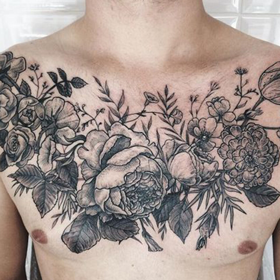 Flower Chest Tattoo