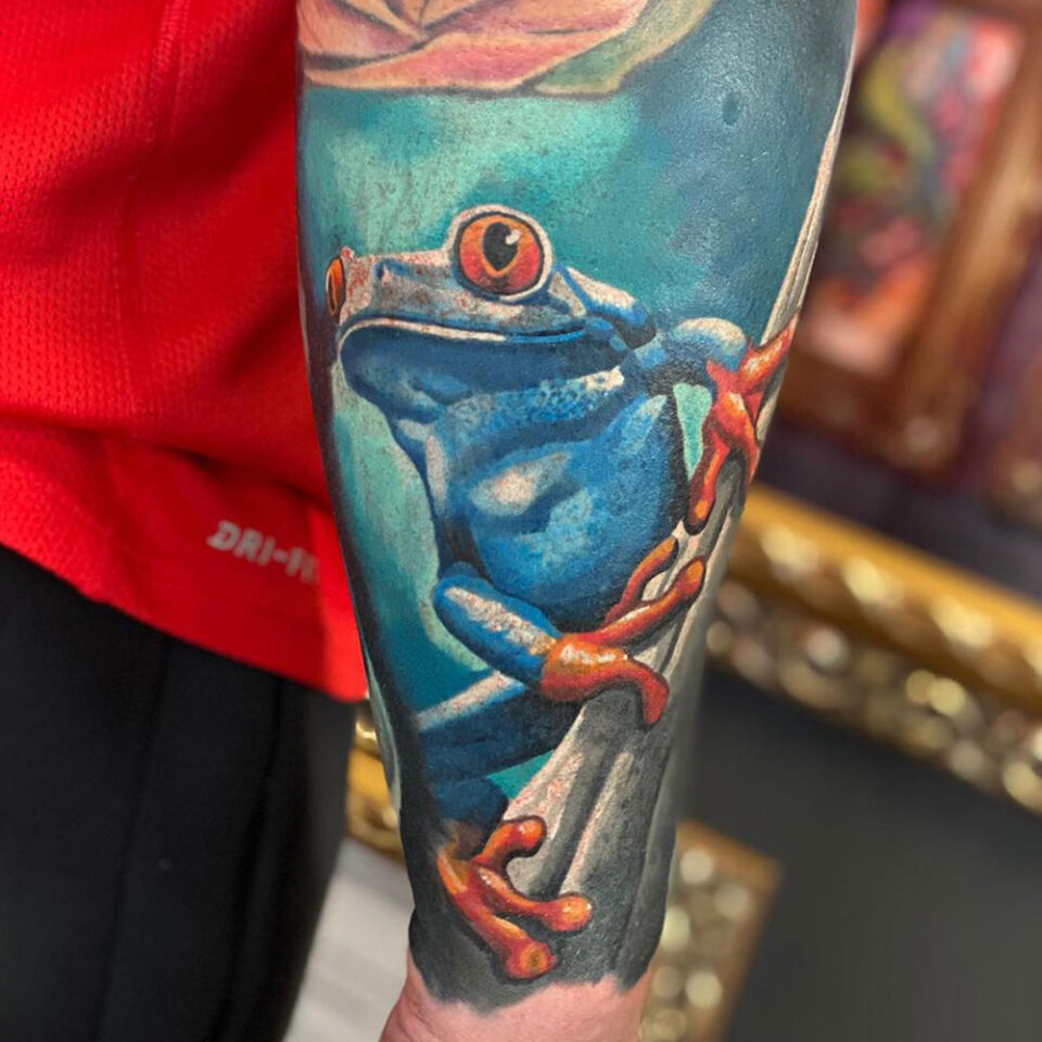 Frog Tattoo Source @salvationtattoostudio via Instagram