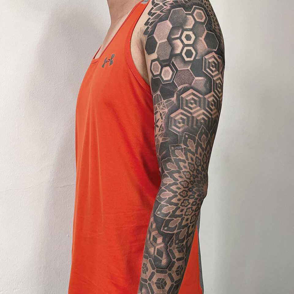 Geometric Pattern Sleeve Tattoo