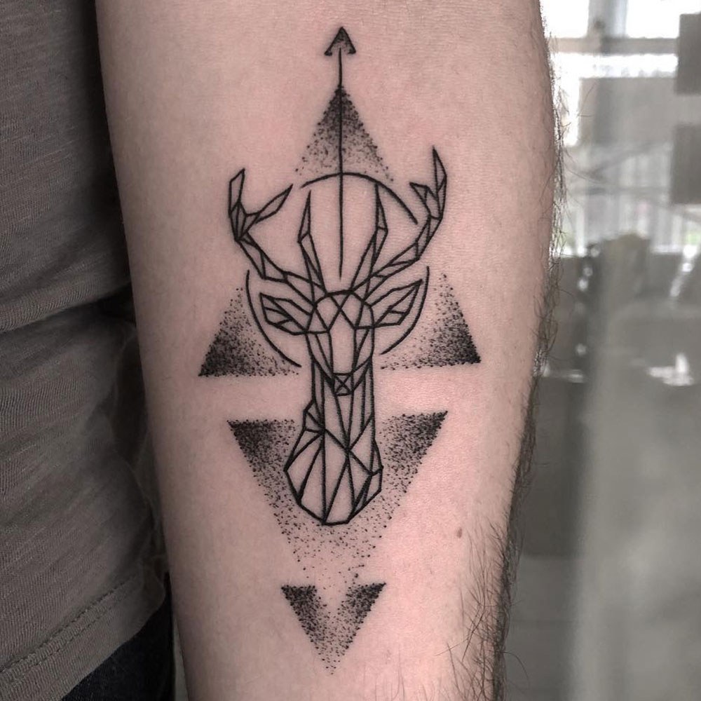 Geometric Reindeer Arm Tattoo