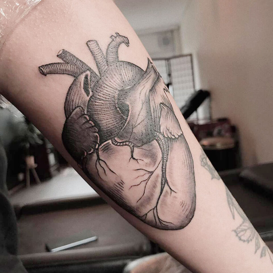 Heart Tattoo Source @paperskintattoo via Instagram