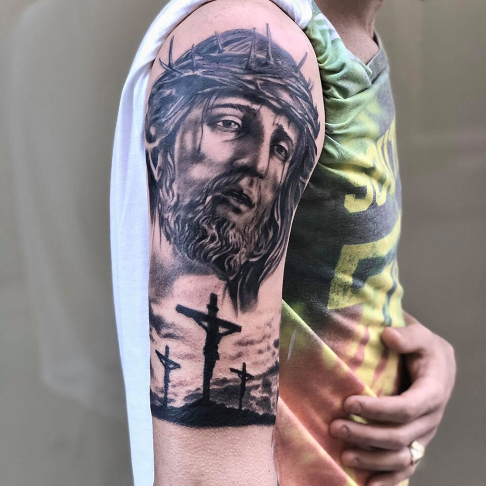 Jesus Sleeve Tattoo