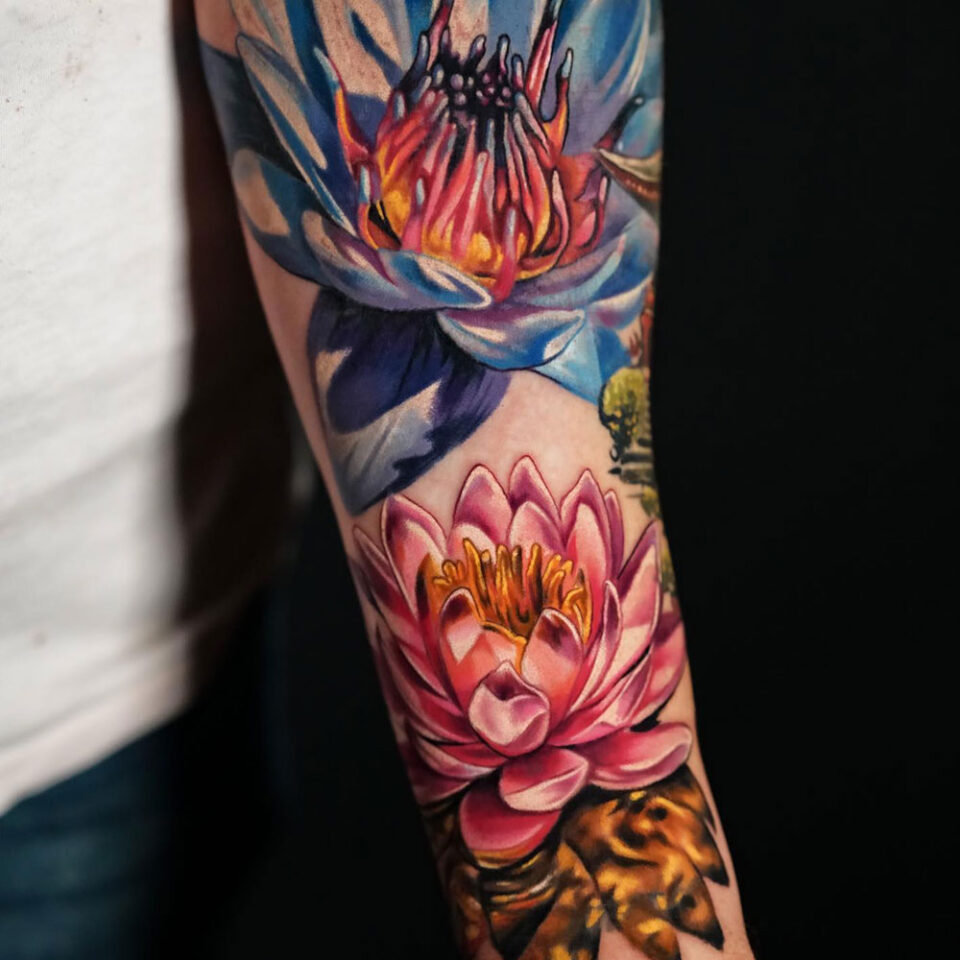 Lotus Flower Tattoo Source @burch_tattoos via Instagram
