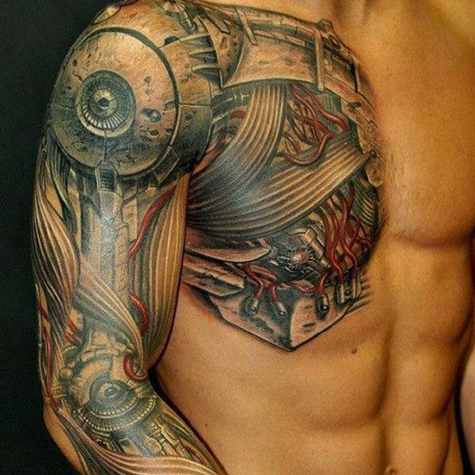 Mechanical Chest tattoo