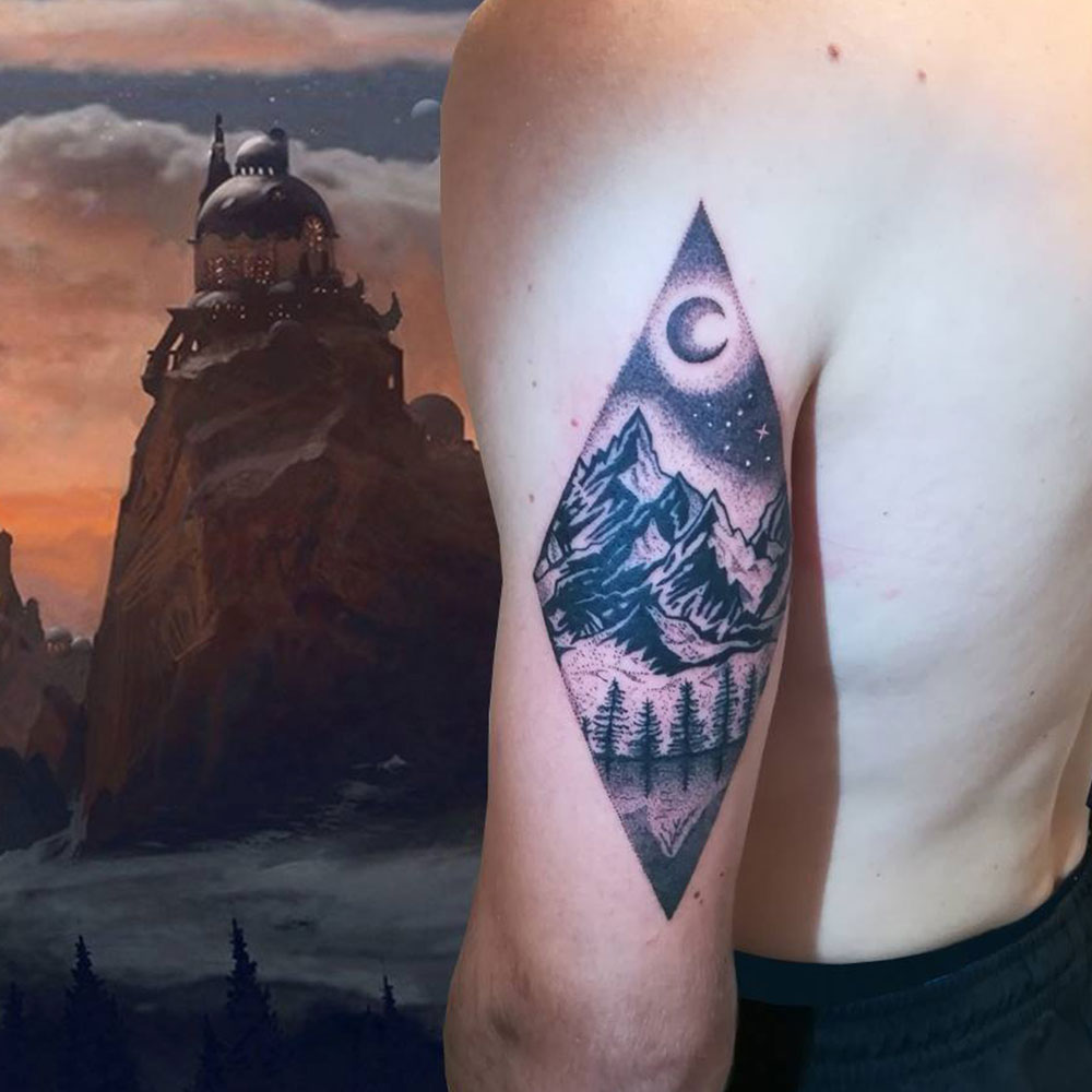 Nature Back of Arm Tattoo