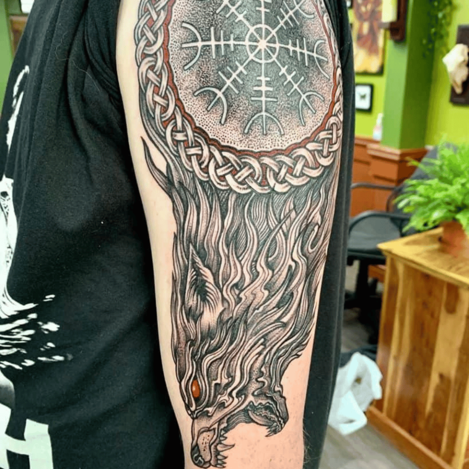 Norse Wolf Tattoo Source @woodland_realm_tattoos via Instagram
