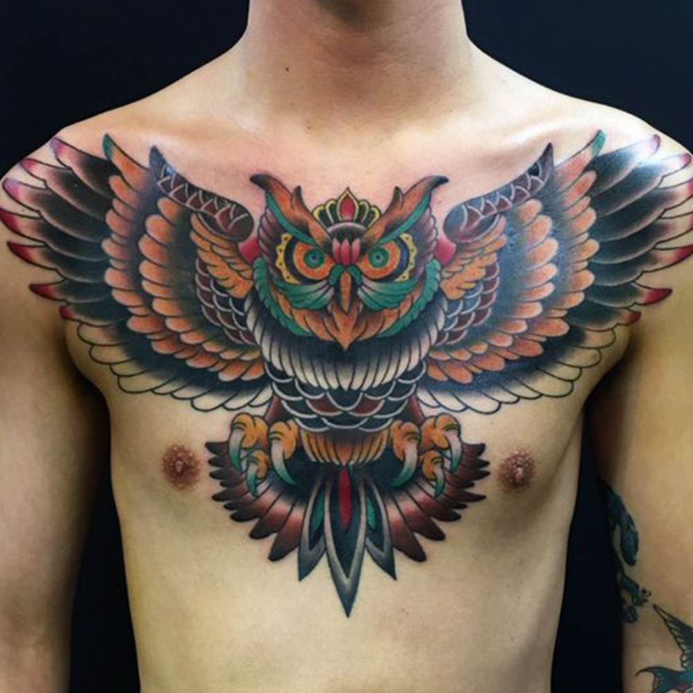 Owl Chest Tattoo