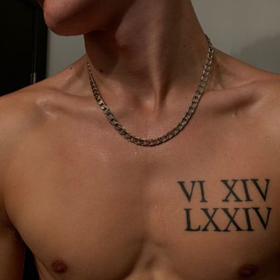 Roman Numerals Chest Tattoo