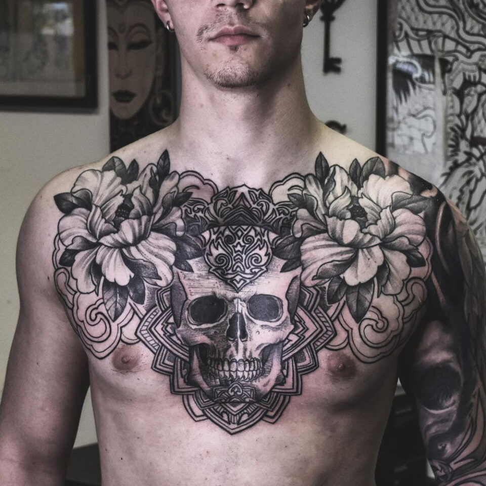 Skull Chest Tattoo