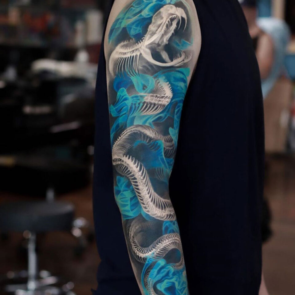 Snake Full Arm Tattoo