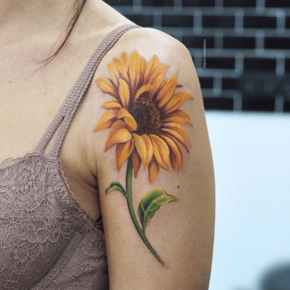 Sunflower Meaningful Tattoo Source @gokceozaslan via Instagram