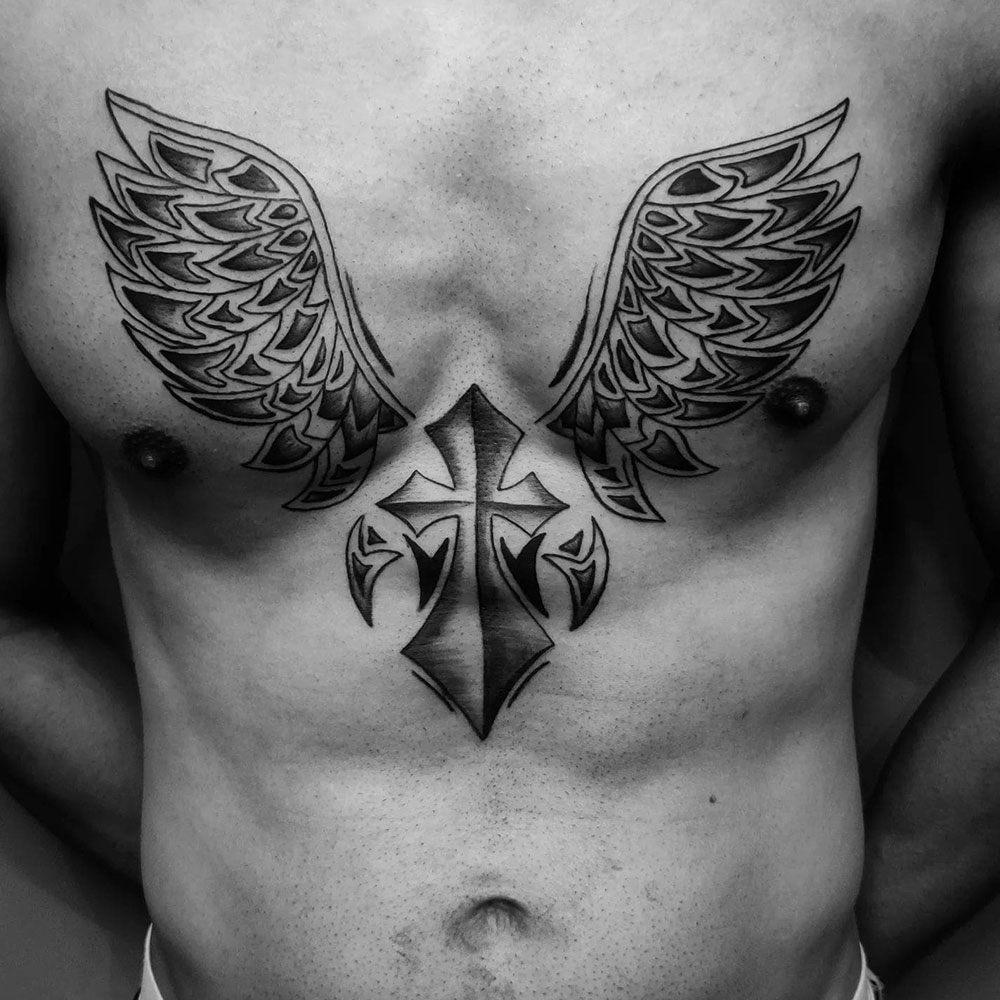 Wings Cross Tattoo Source @ap_a.r.t via Instagram