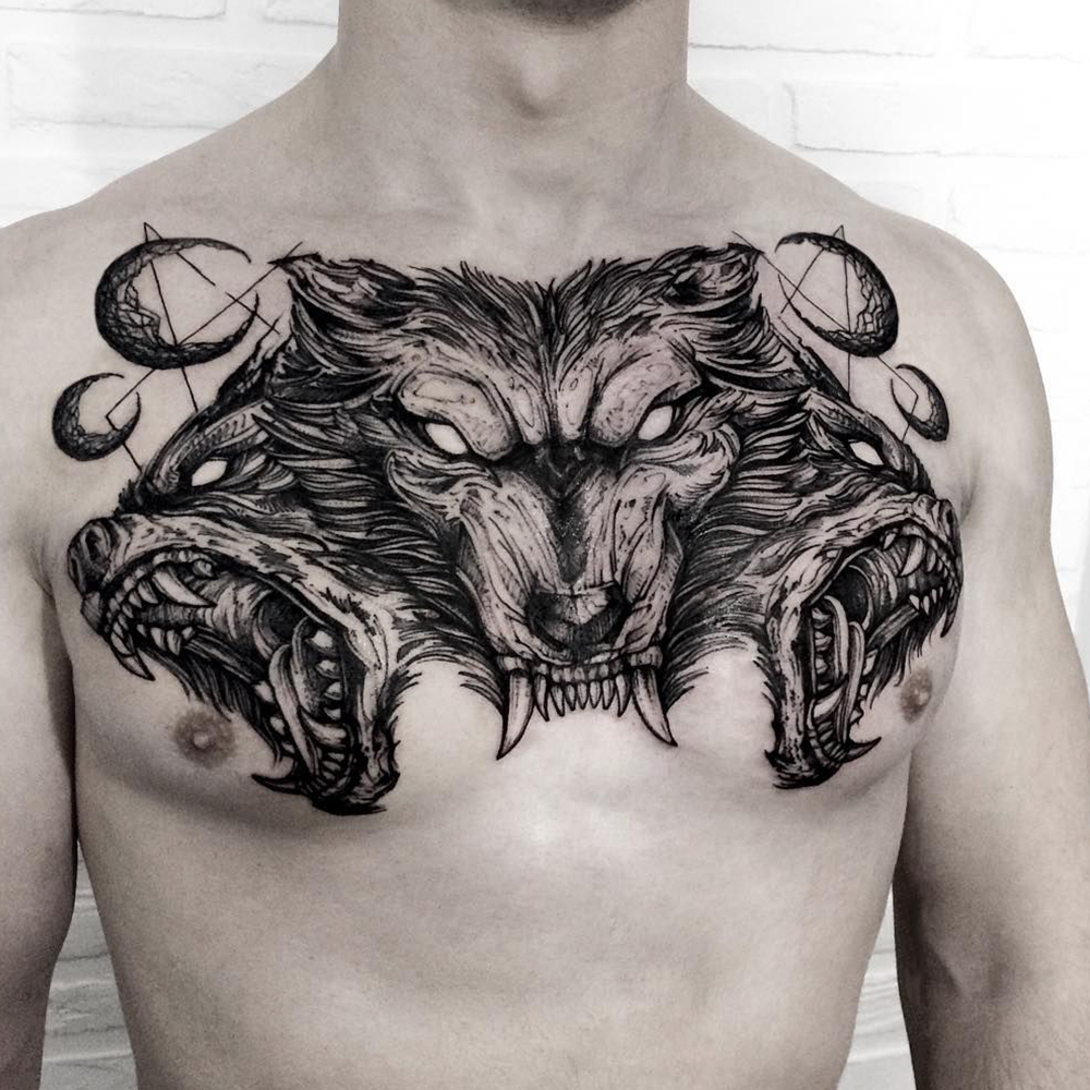 Wolf Chest Tattoo