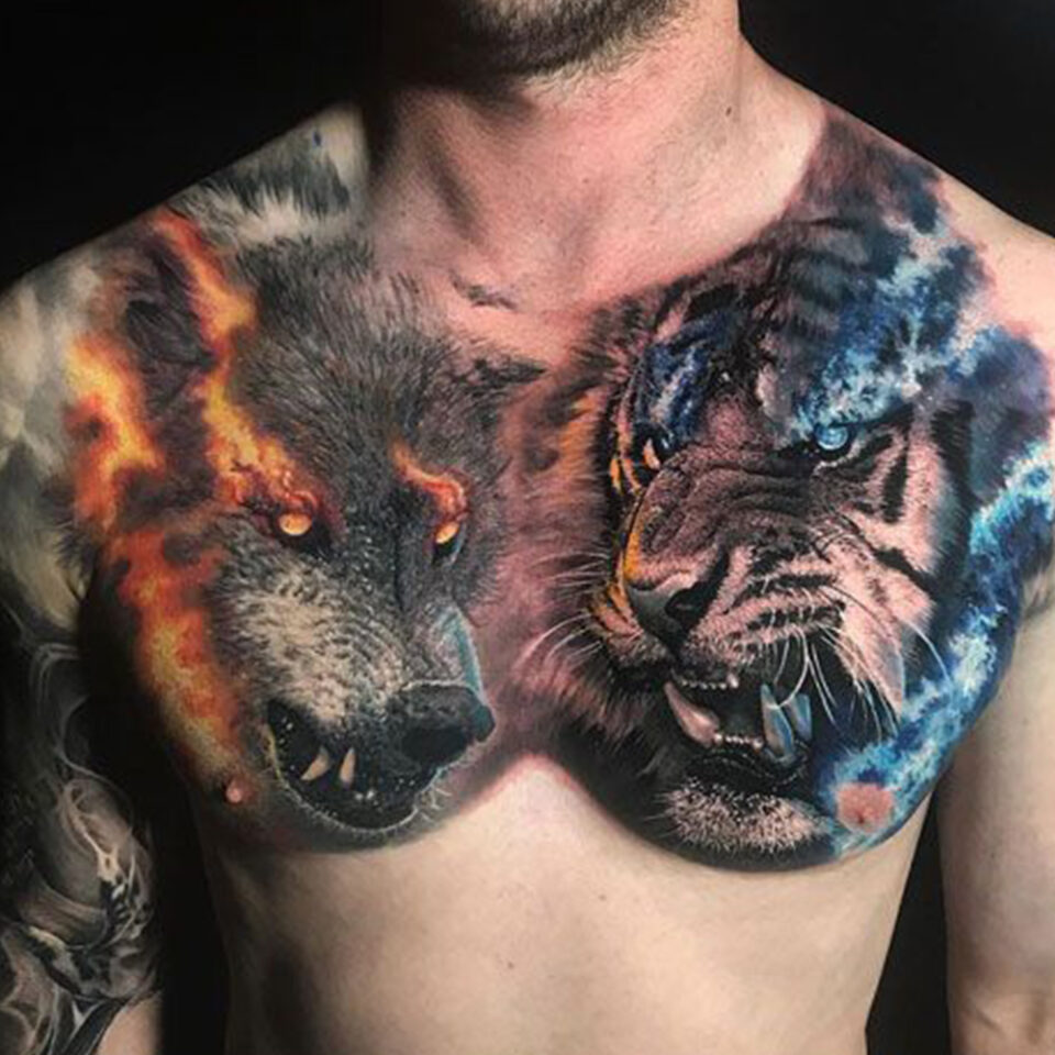 Wolf Chest Tattoo