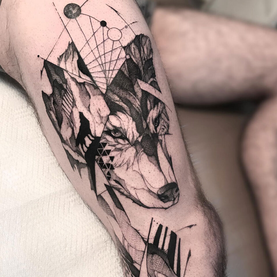 Abstract wolf tattoo Source @renatovision via Instagram