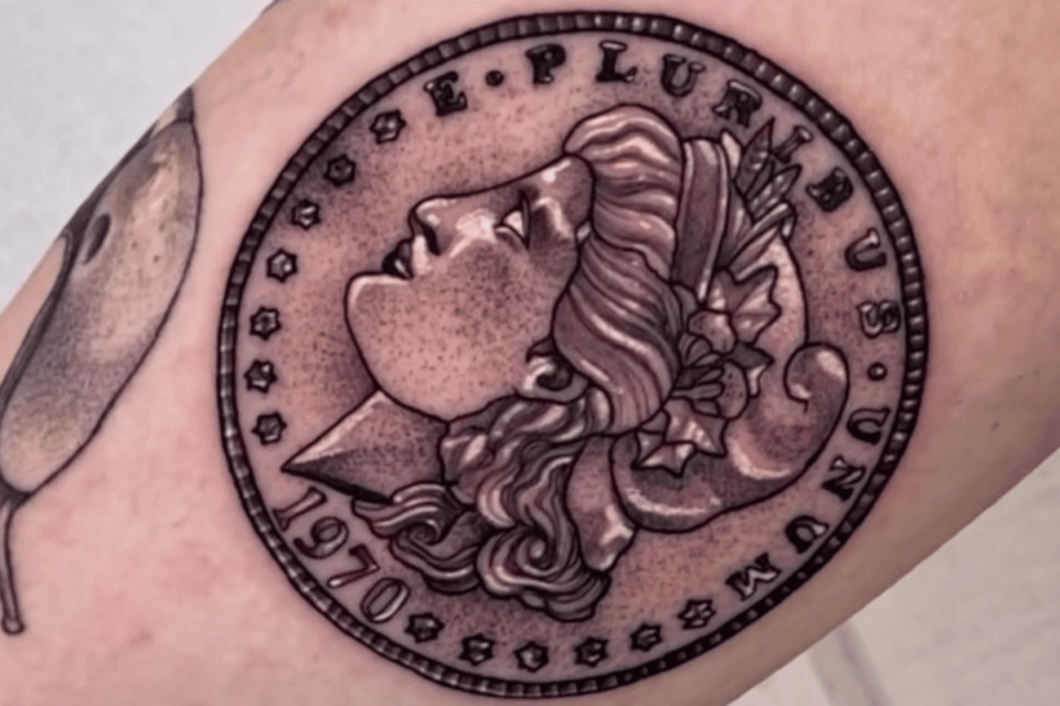 Ancient Greek Coin Bee Tattoo Source @swinewizard via Instagram