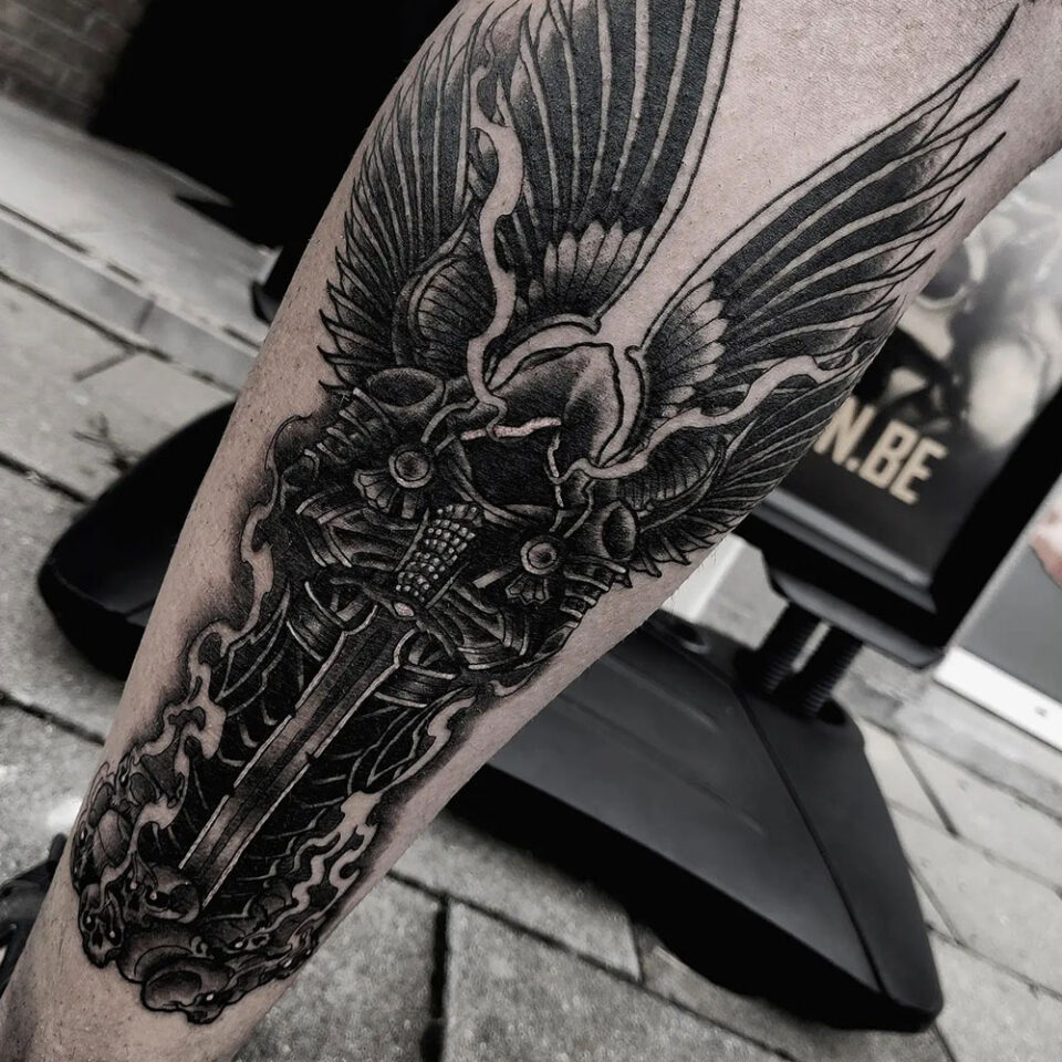 Angel sword tattoo Source @Jessetruyensttt via Instagram