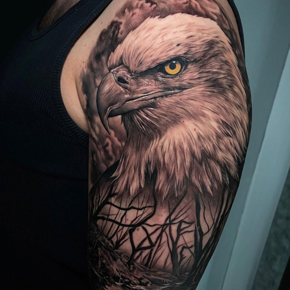 Black and Gray Eagle tattoo Source Killer Ink Tattoo via Facebook